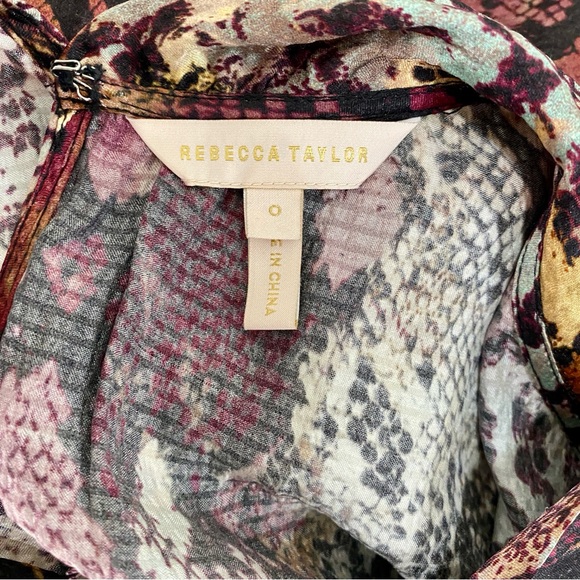 Rebecca Taylor Silk Snakeskin Print Mock Neck Dress Multi-Color Size 0 - Picture 8 of 10